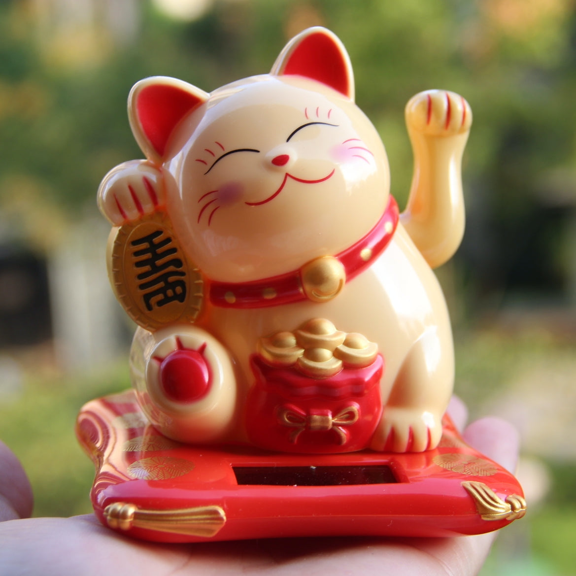 Maneki Neko Glückskatze Solarenergie automatisch winken Hände bringen Ihnen Glück und viel Glück