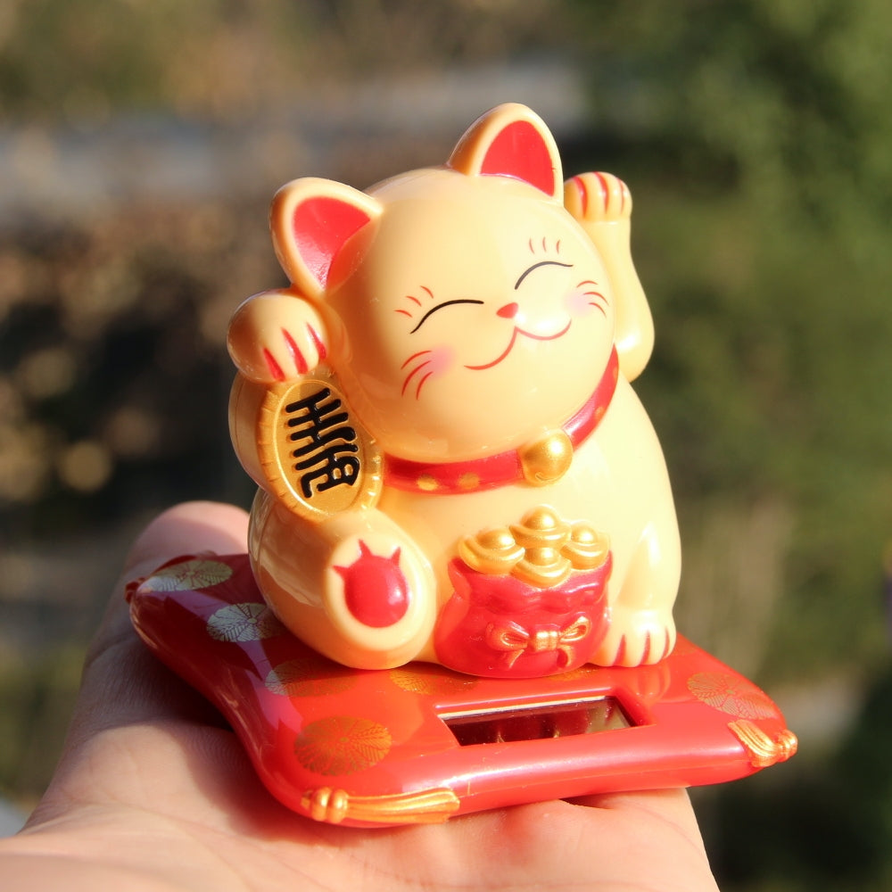 Maneki Neko Glückskatze Solarenergie automatisch winken Hände bringen Ihnen Glück und viel Glück